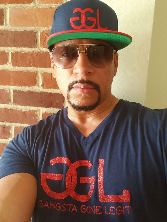 GGL Navy Blue Classic Men’s V-neck Tee